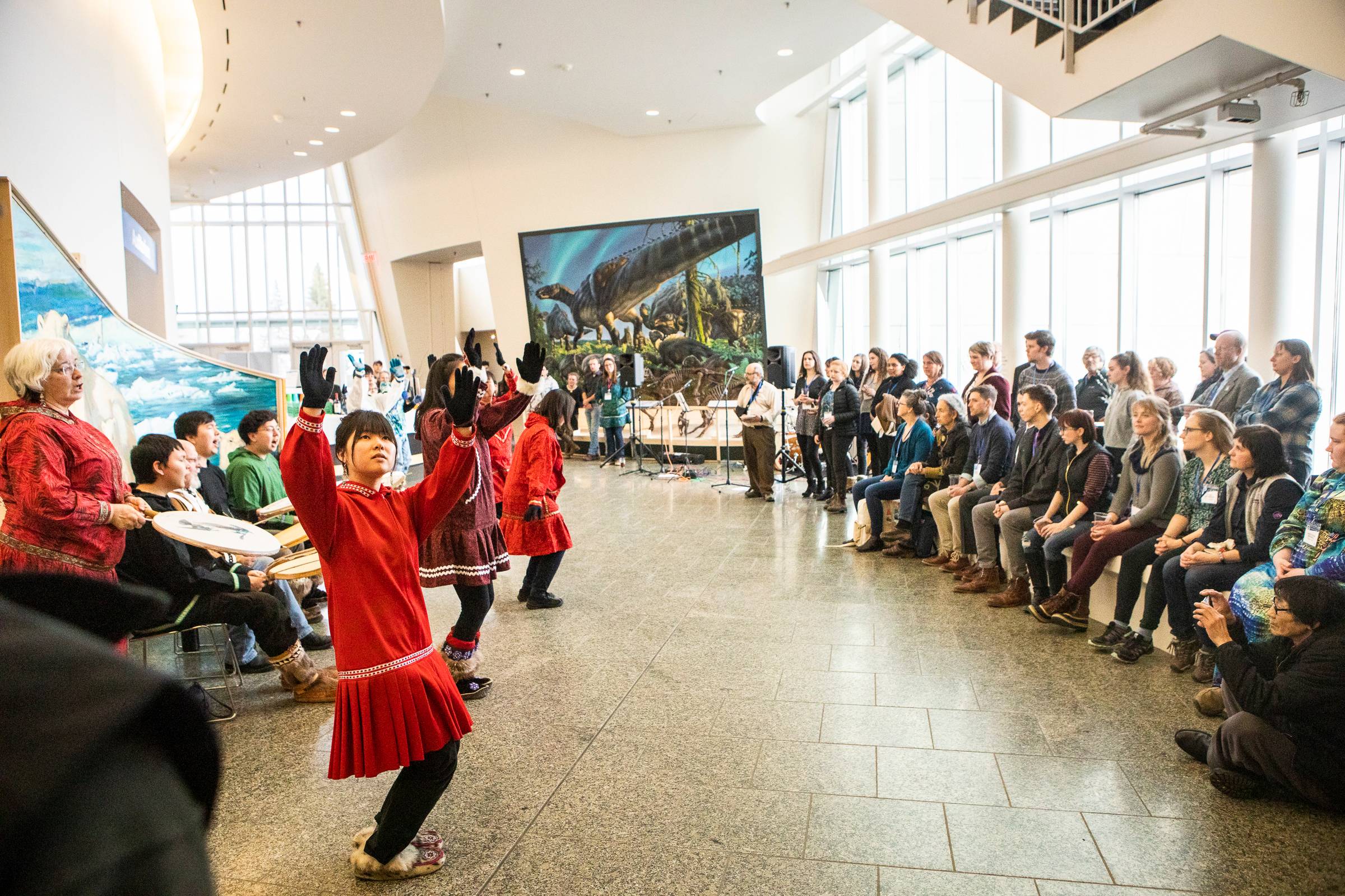 Alaska Native dance group performing at the UA Museum of the North