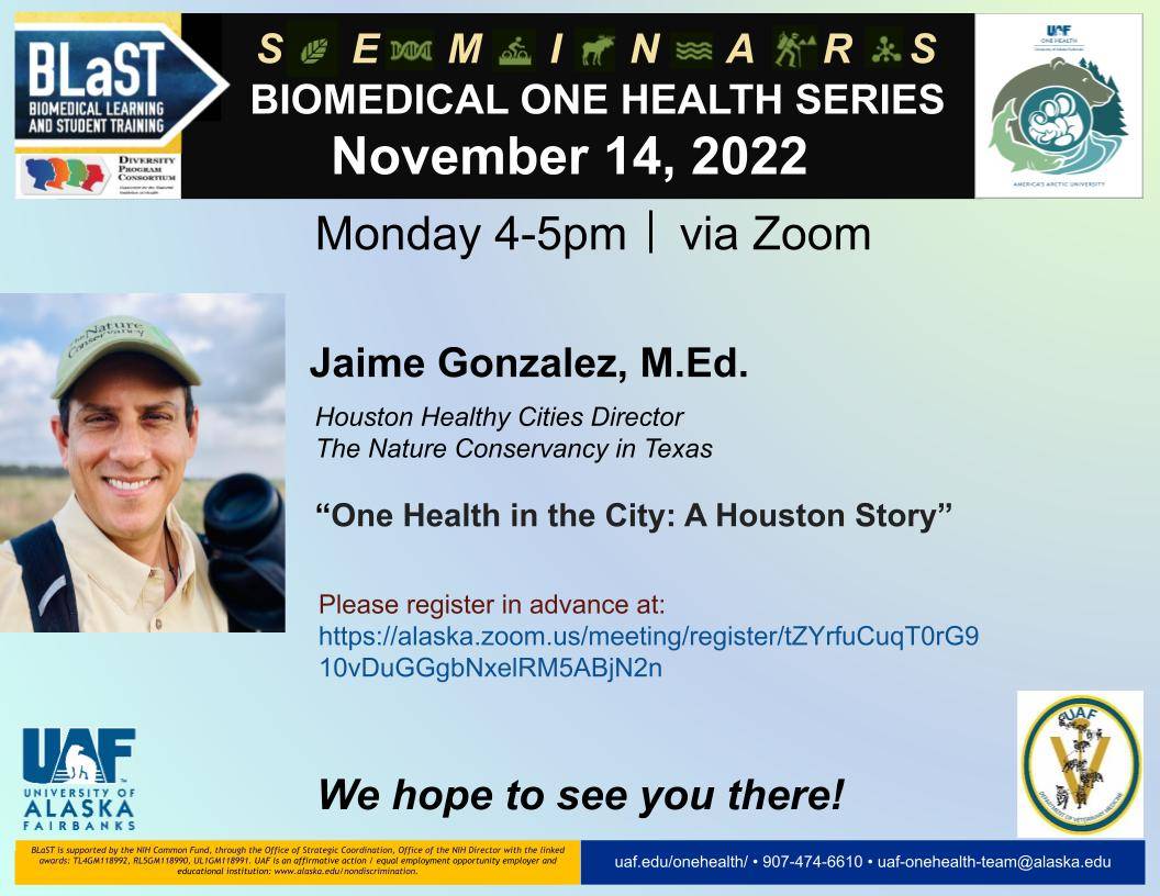 Flyer - One Health in the City: A Houston Story. See full description below.
