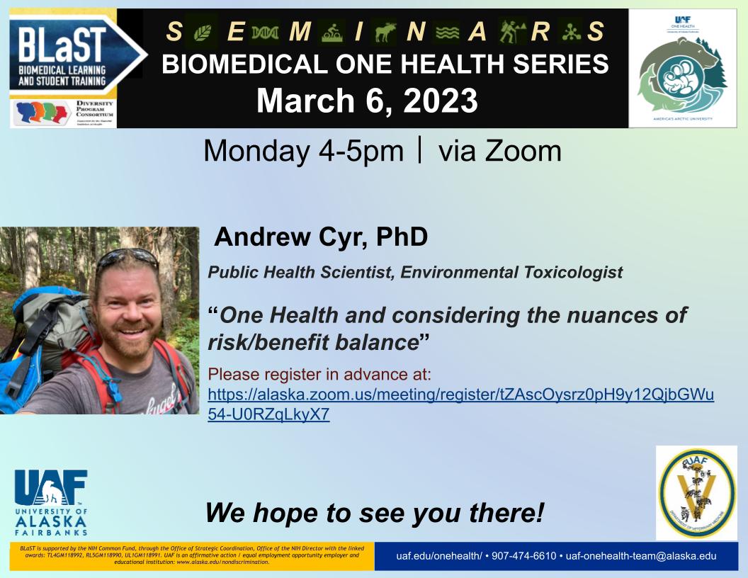 One Health Seminar March 6 flyer, description below.