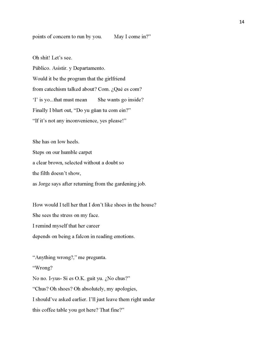 page 14, translation of 13 Ways of Looking at a Paloma Negra