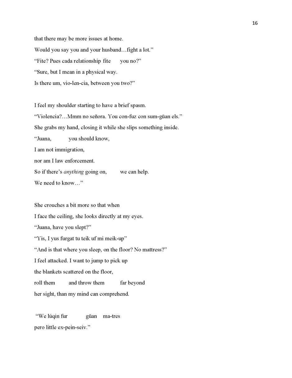 page 16, translation of 13 Ways of Looking at a Paloma Negra