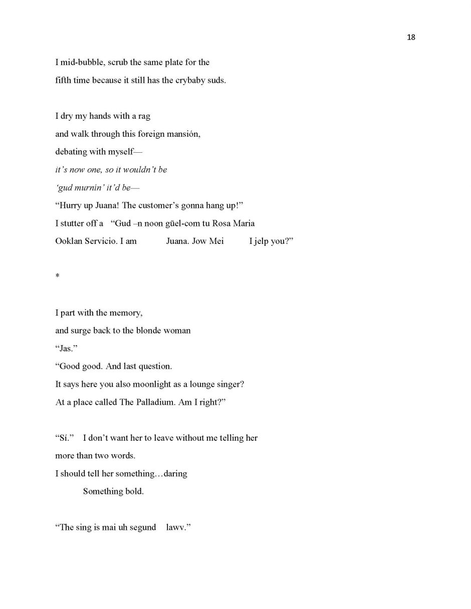 page 18, translation of 13 Ways of Looking at a Paloma Negra