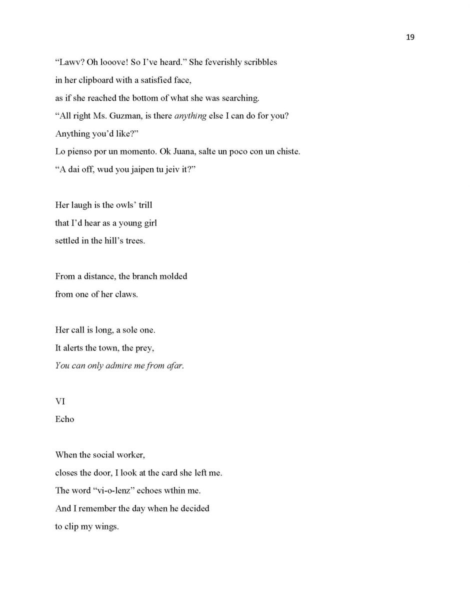 page 19, translation of 13 Ways of Looking at a Paloma Negra