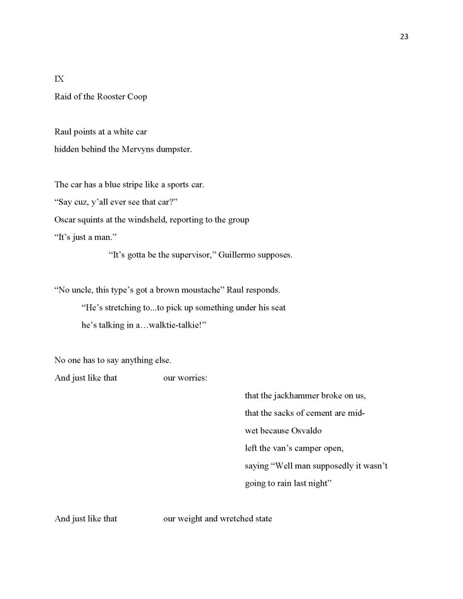 page 23, translation of 13 Ways of Looking at a Paloma Negra