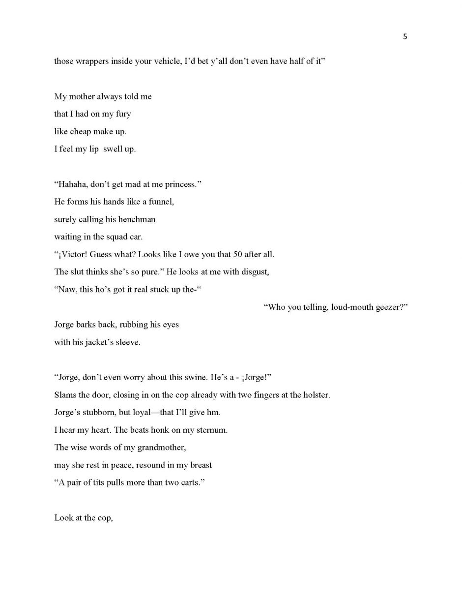 page 5, translation of 13 Ways of Looking at a Paloma Negra