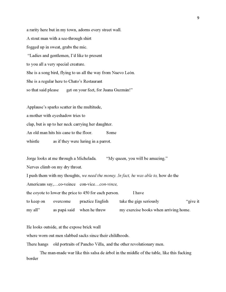 page 9, translation of 13 Ways of Looking at a Paloma Negra