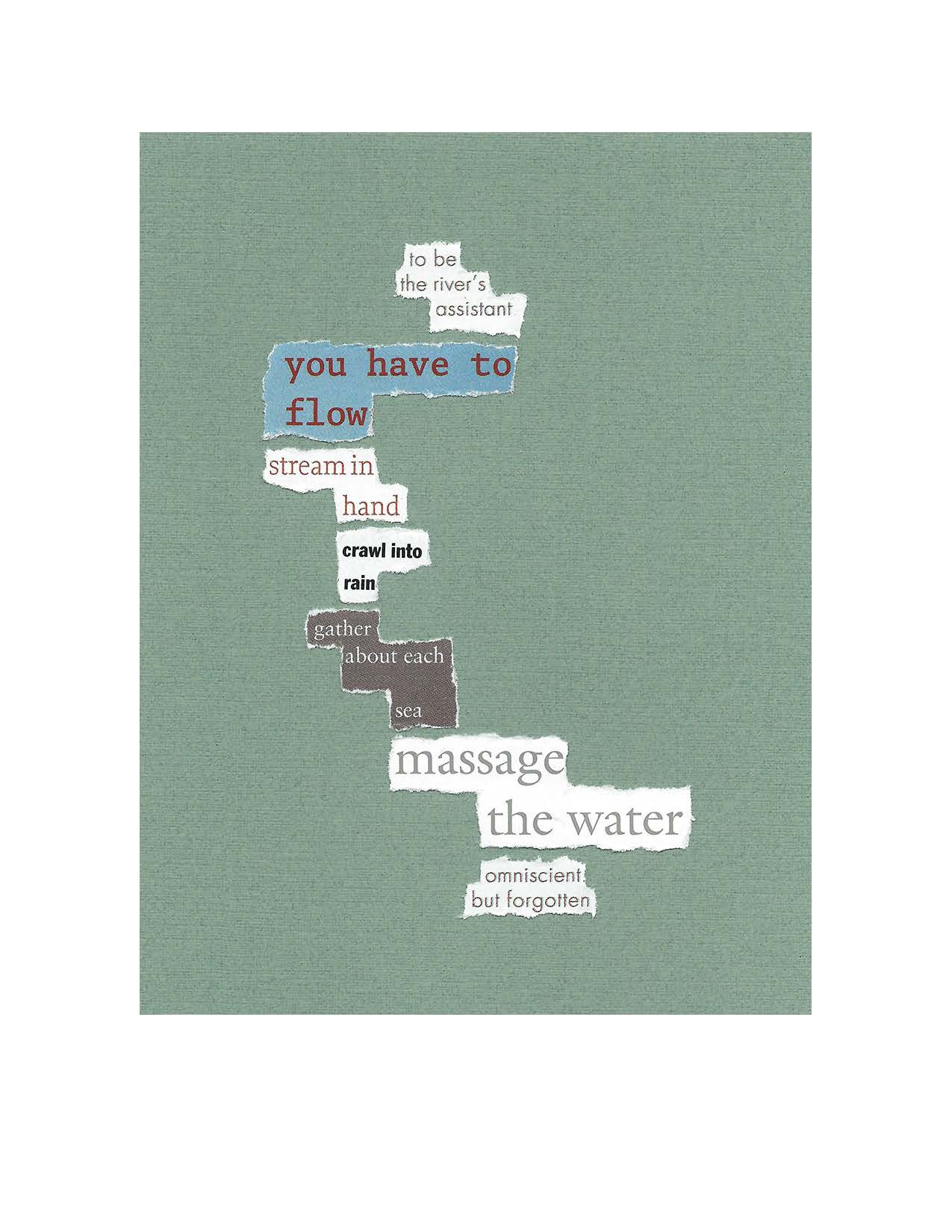 Collaged poem by J.I Kleinberg on a green background