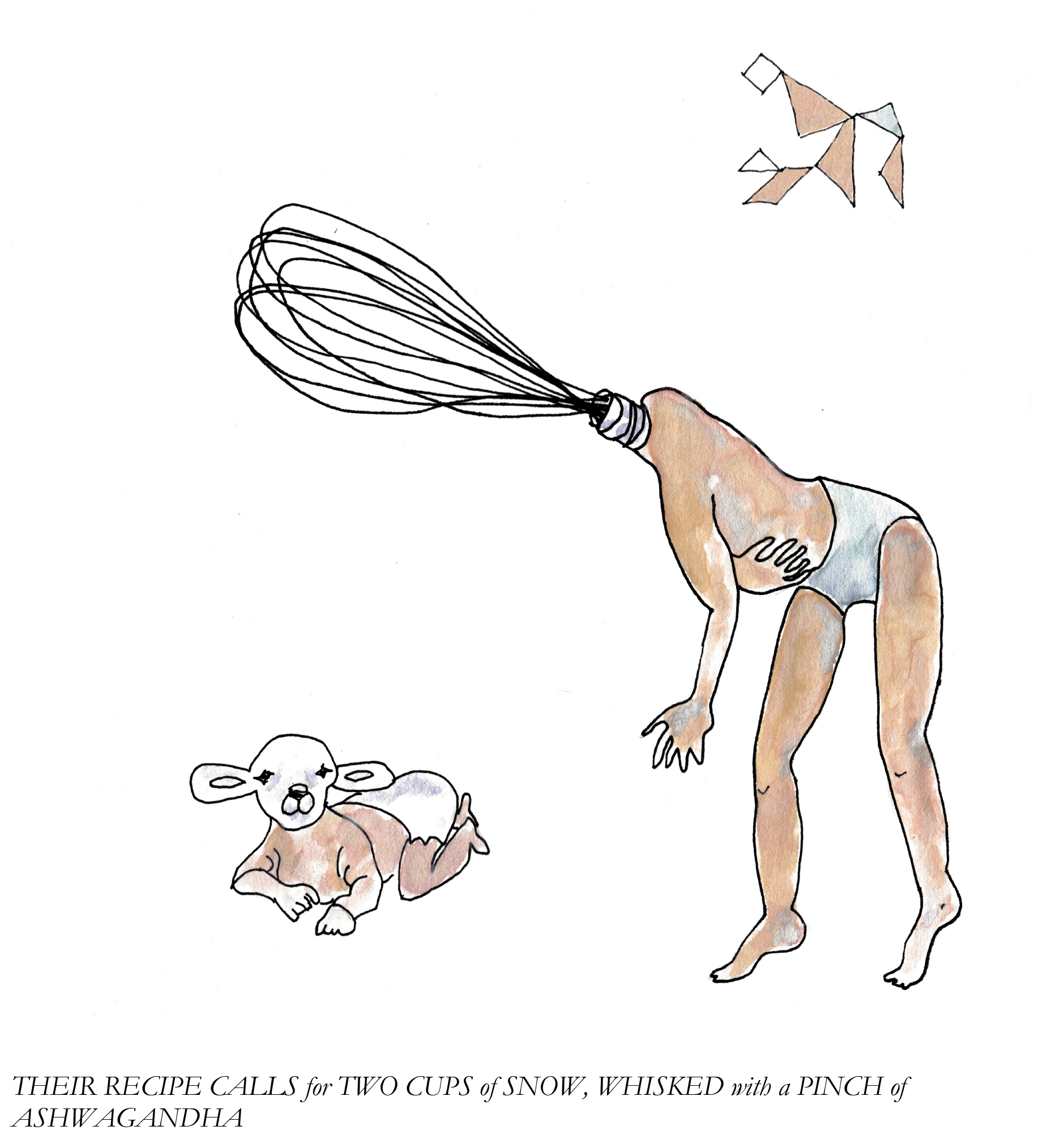 Tangrams Woman with a whisk for a head and baby with a lamb head