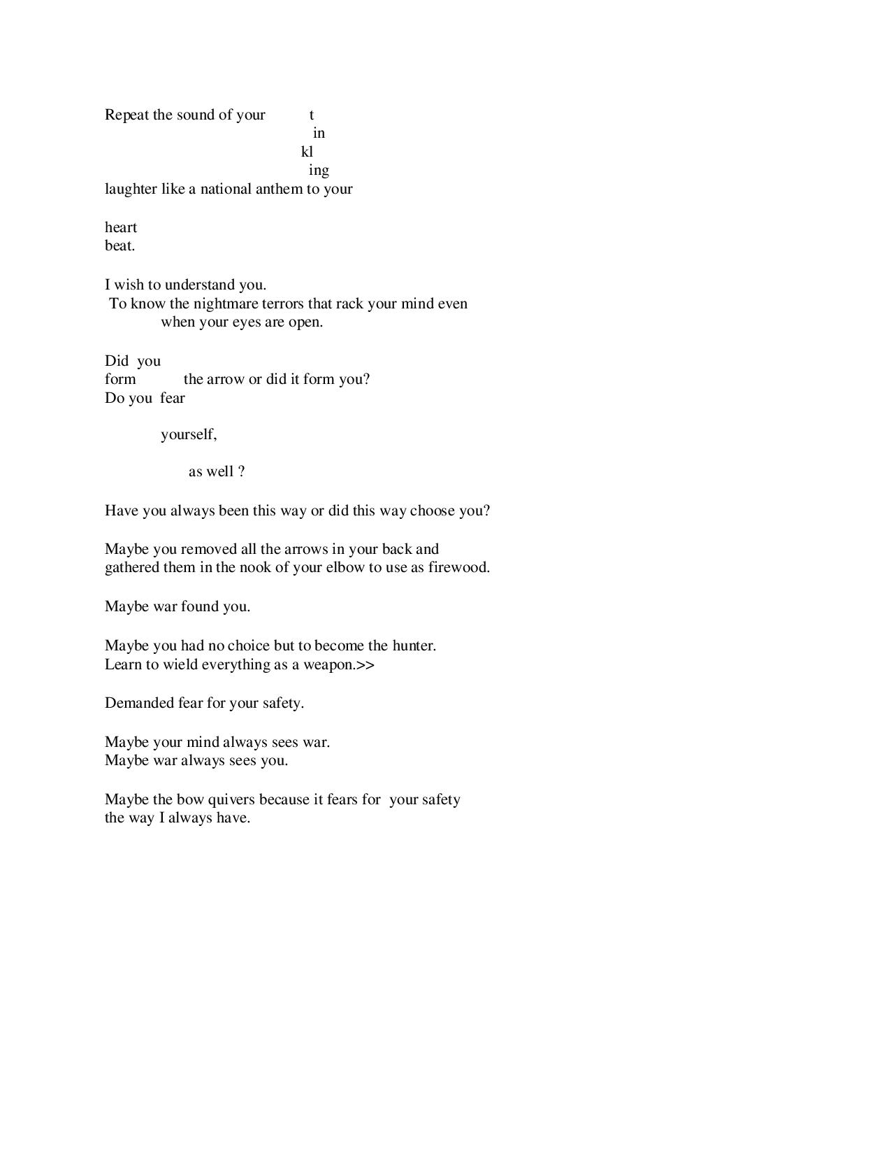 When did the bow begin to quiver? Formatted poem, page 2
