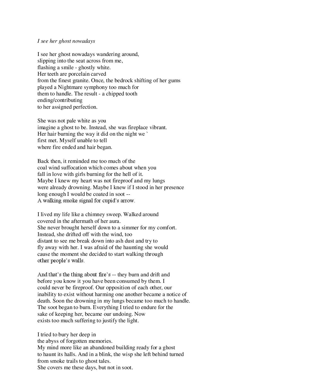 I see her ghost nowadays Formatted poem, page 1