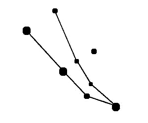 Black line drawing of the constellation Andromeda