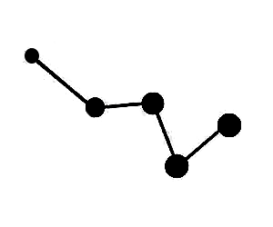 Black line drawing of the constellation Cassiopeia