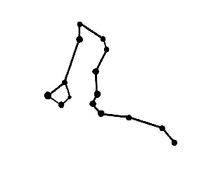 Black line drawing of the constellation Draco