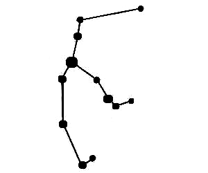 Black line drawing of the Perseus constellation
