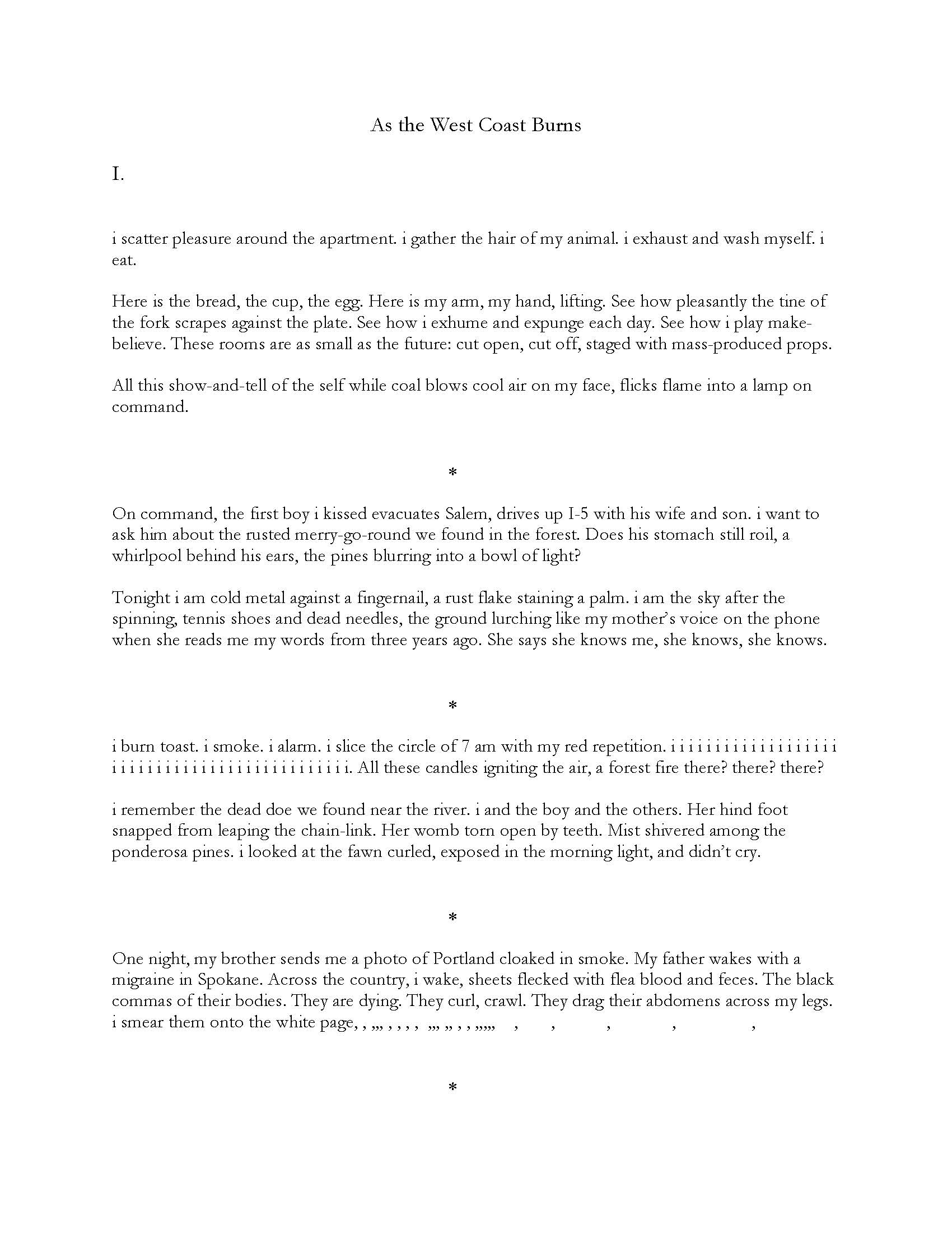 As the West Coast Burns As the West Coast Burns, formatted edition courtesy of the author, page 1