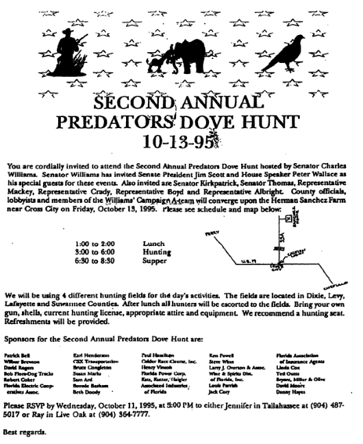 Hunting Season: Baiting Flyer for the Second Annual Dove Hunt | Photo courtesy of Matthew Meduri