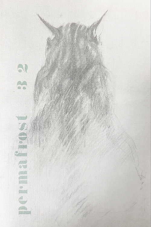 Ethereal graphite drawing of the back of a figure
