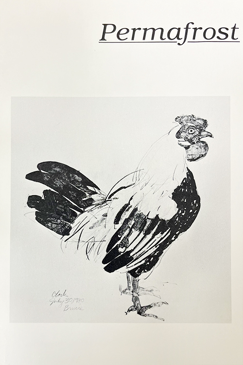 Cover featuring a black and white image of a chicken