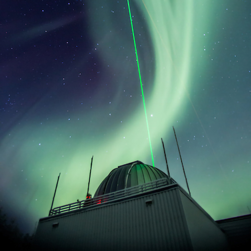 An active auroral display and clear skies proved optimal for a research rocket launched from UAF's Poker Flat Research Range in January, 2015. UAF Photo by Todd Paris