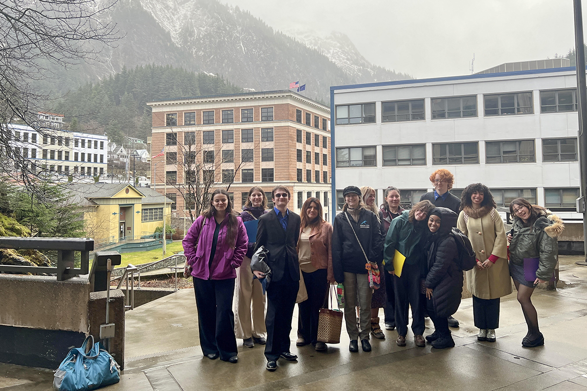 Students participating in the UAF Pre-Law Immersion Program in Juneau attended the Alaska Supreme Court's annual State of the Judiciary address, where they heard from Chief Justice Susan Carney and had the opportunity to meet with members of Alaska's highest court. UAF Photo by Carol Gray
