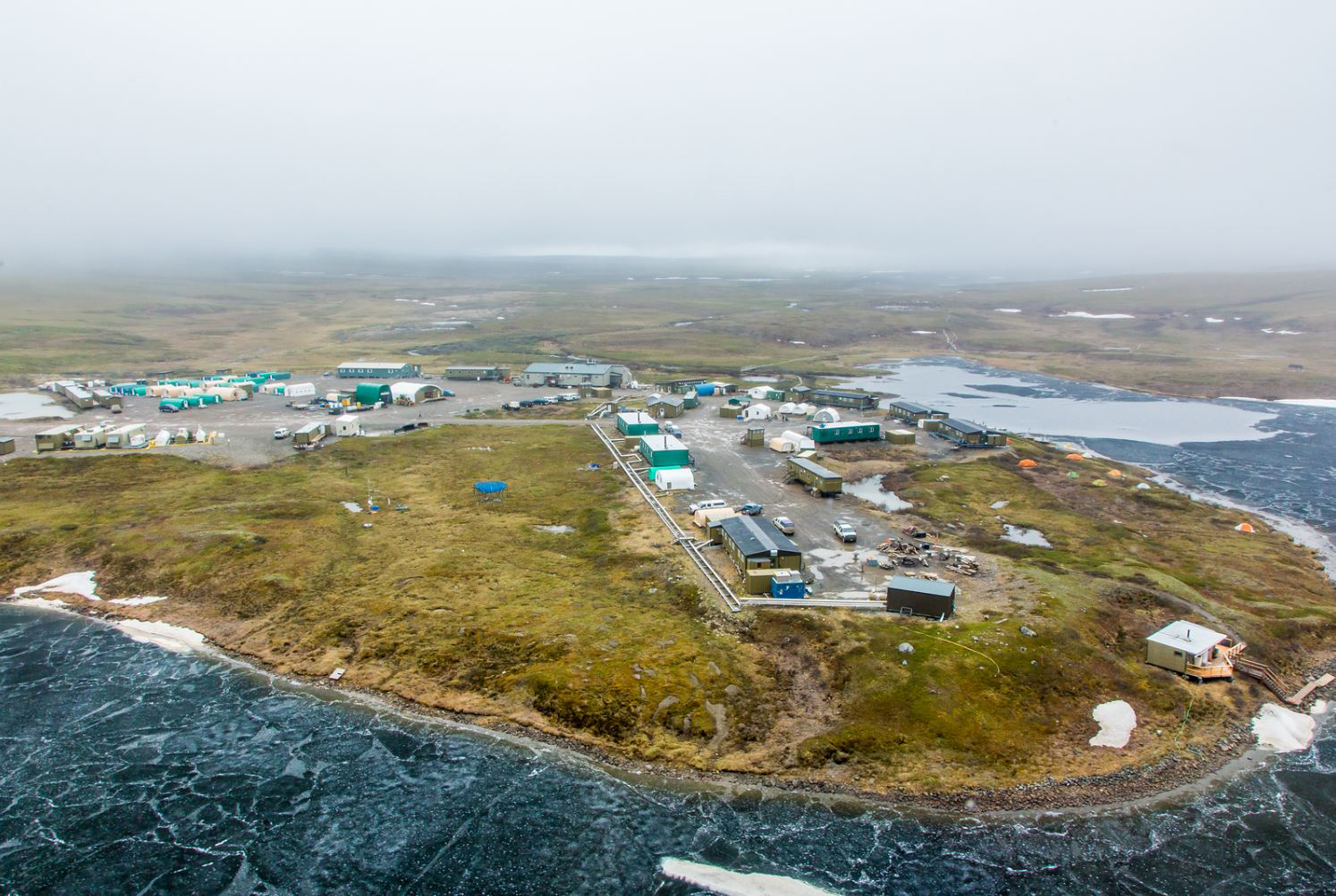 An aerial view of the Toolik Field Station, about 370 miles north of Fairbanks on Alaska's North Slope . The camp is operated by UAF's Institute of Arctic Biology and hosts scientists from around the world for a variety of arctic-based research efforts.