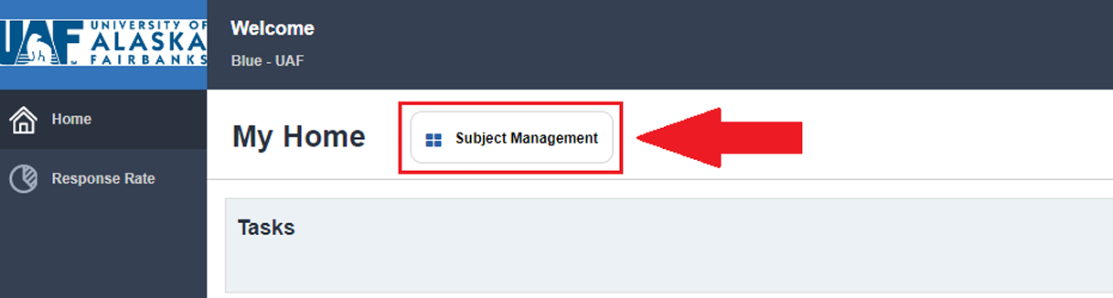 Subject Management button location within Blue