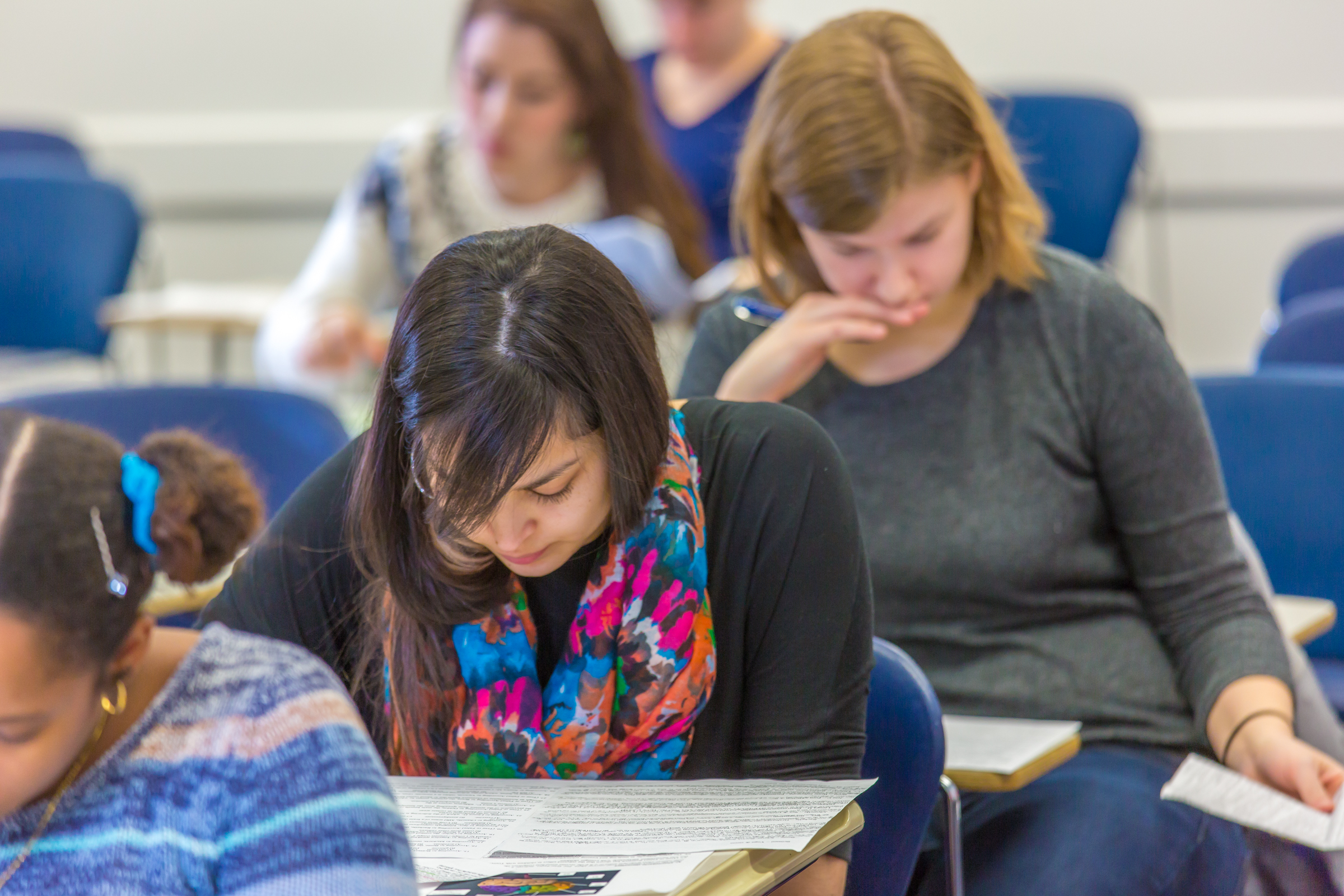 Students in Associate Professor Dani Sheppard's Psychology 335 class, Brain and Behavior, take their final exam Dec. 17 in the Gruening Building. | UAF Photo by Todd Paris
