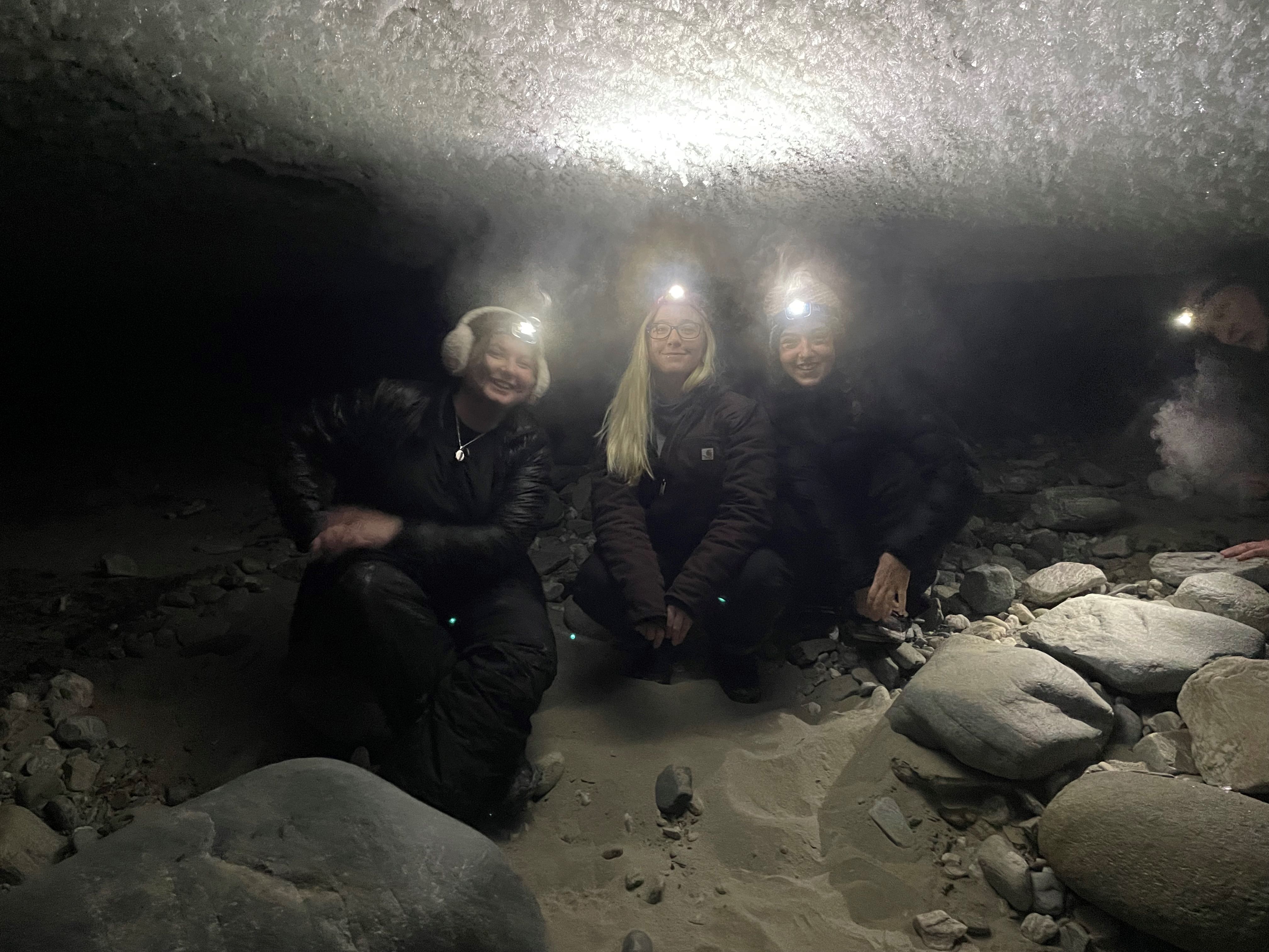Headlamps in cave