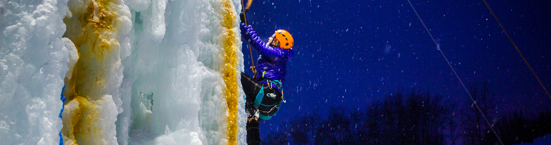 Climbing the outdoor ice wall