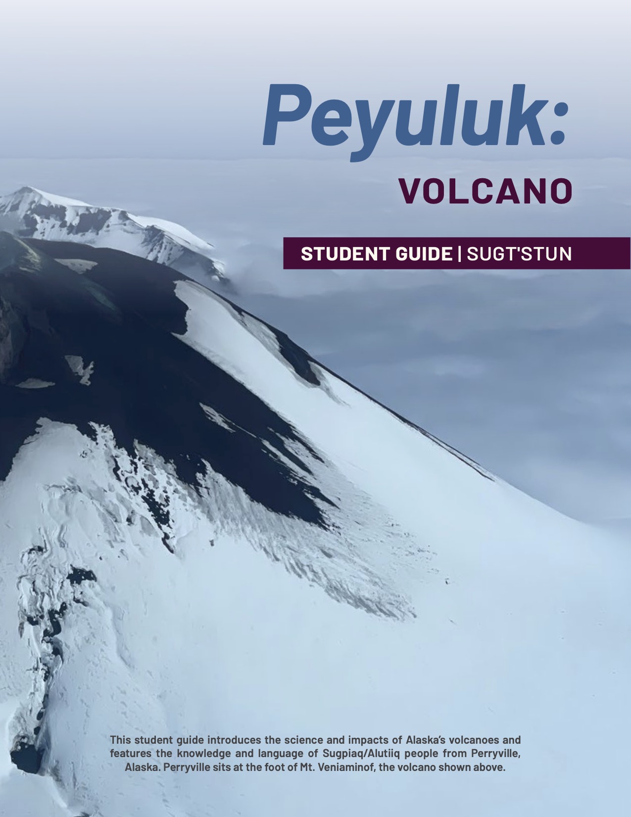 A close up shot of a snowy volcano