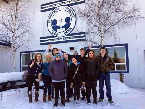 Student volunteers at the Fairbanks Community Food Bank