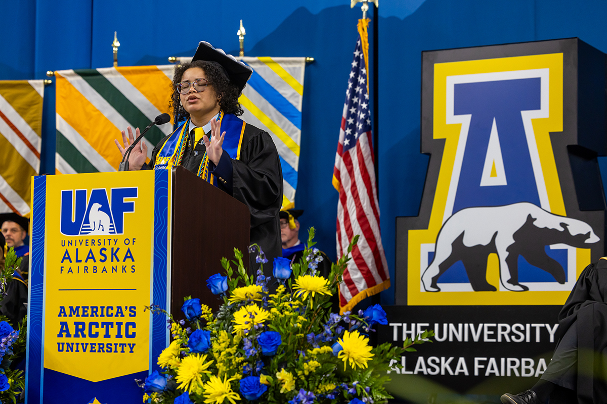 Paradise Porter, 2025-2026 commencement student speaker. UAF Photo by Eric Engman