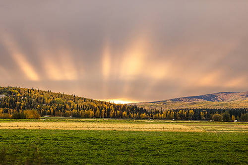 A sunset over the mountains
