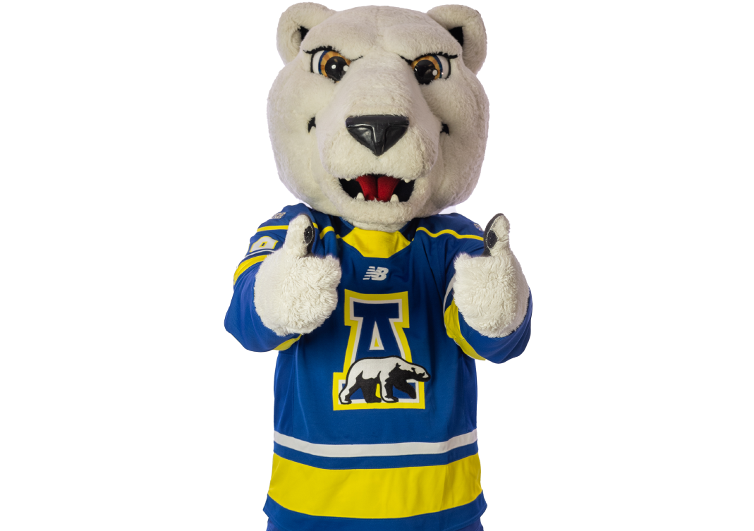 Nanook Mascot pointing forward