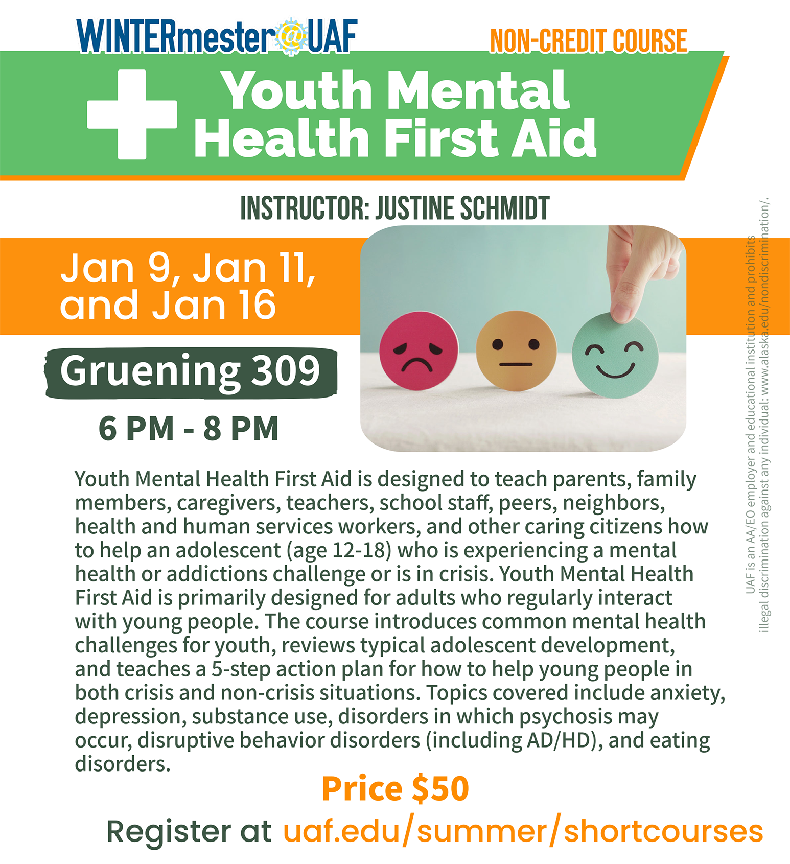 Youth Mental Health First Aid 2023 Winter course poster
