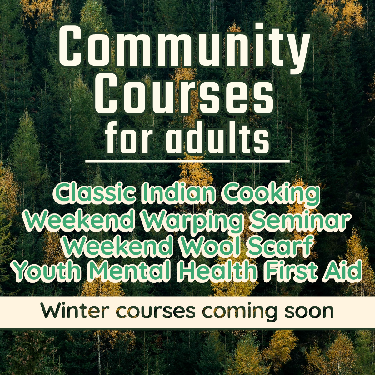 Community Courses for Fall open