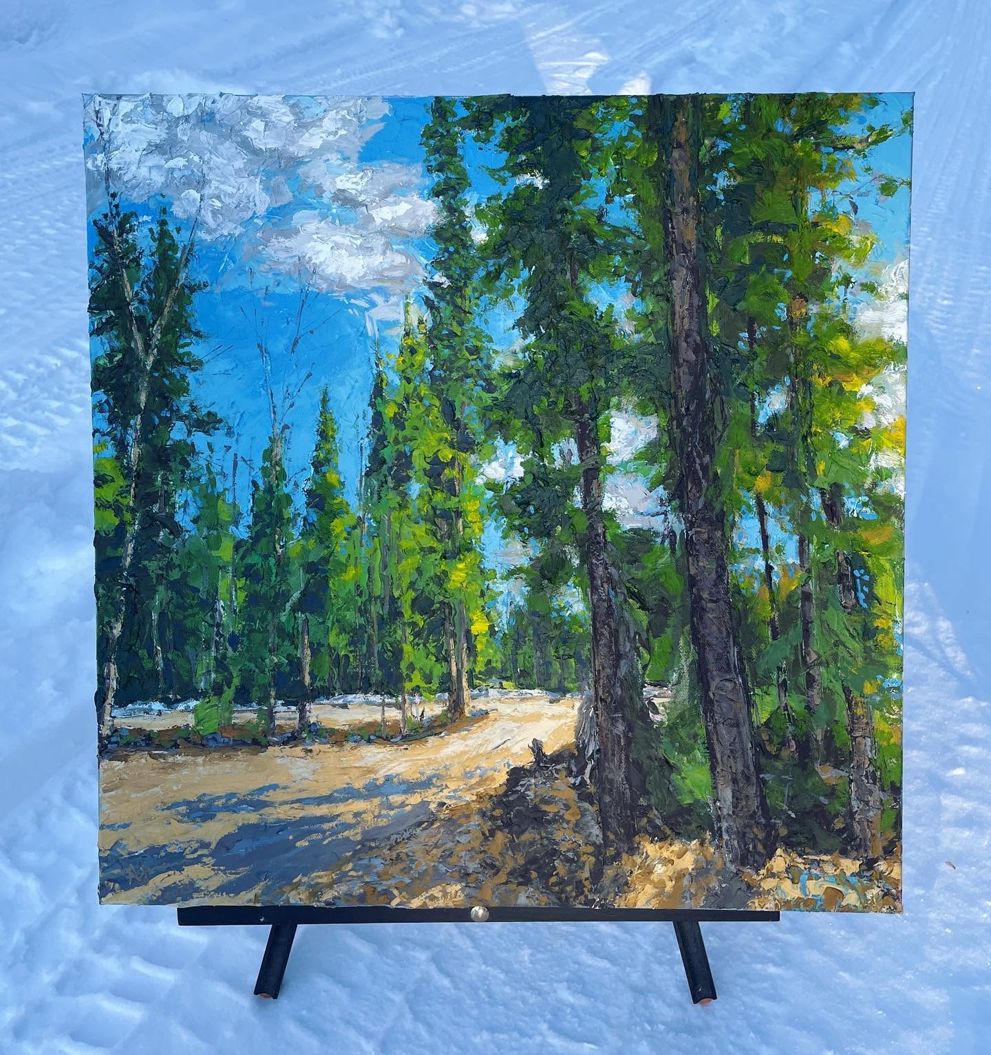Oil painting of trees by Allison Juneau