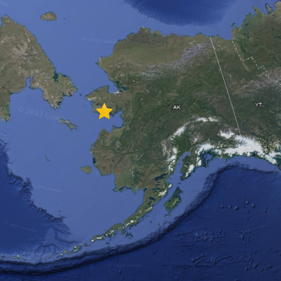Alaska map with Nome highlighted