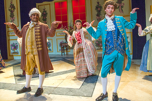 Cast members from Theatre UAF's spring 2014 production of Tartuffe display their costumes. | UAF Photo by Todd Paris