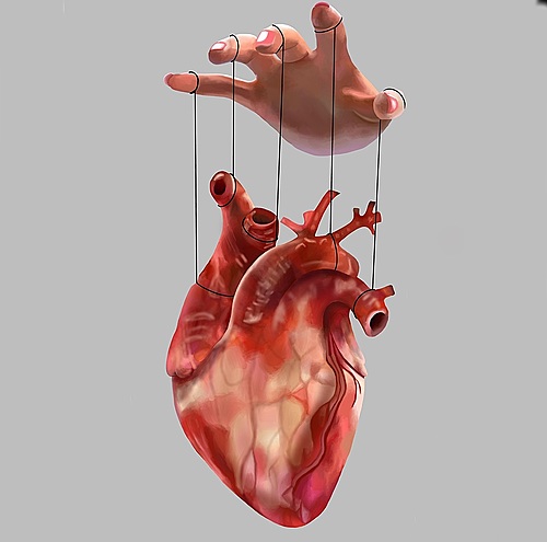 Heart with puppet strings attached