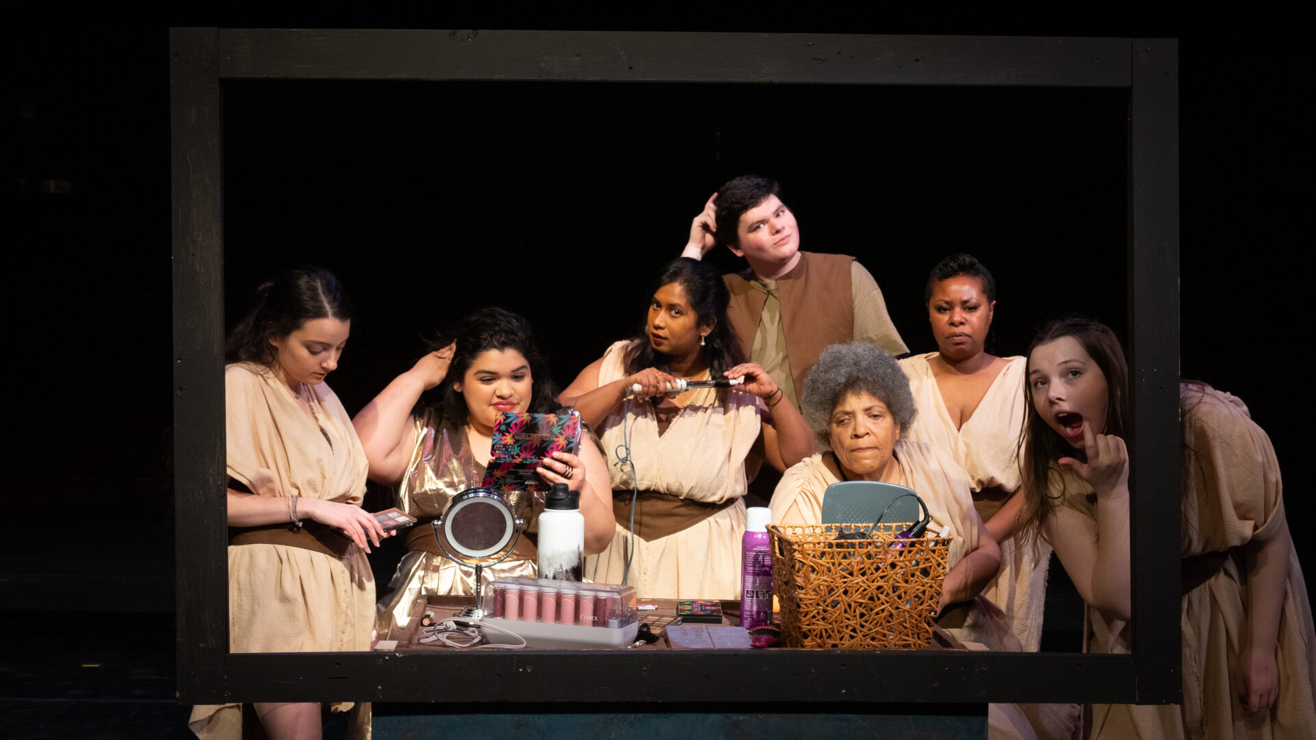 Actors from the 2023 production of Dance Nation on stage. UAF Photo