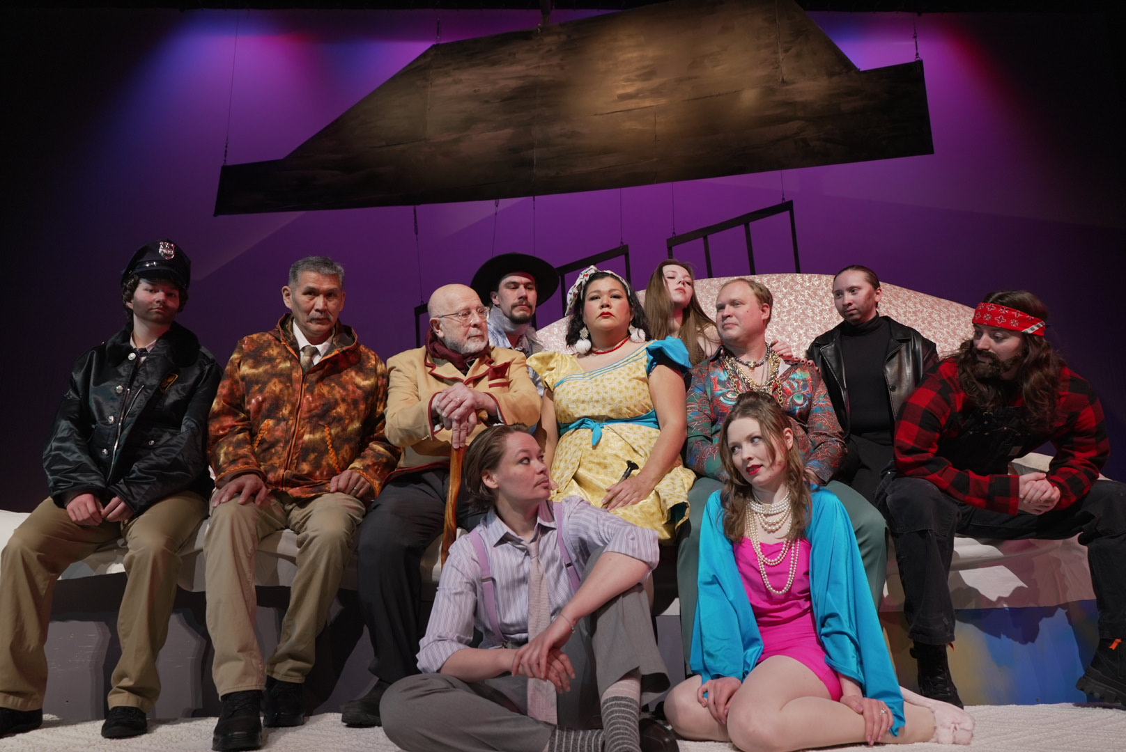 Cast photo from the 2024 production of Something in the Living Room by Kavelina Torres. UAF Photo