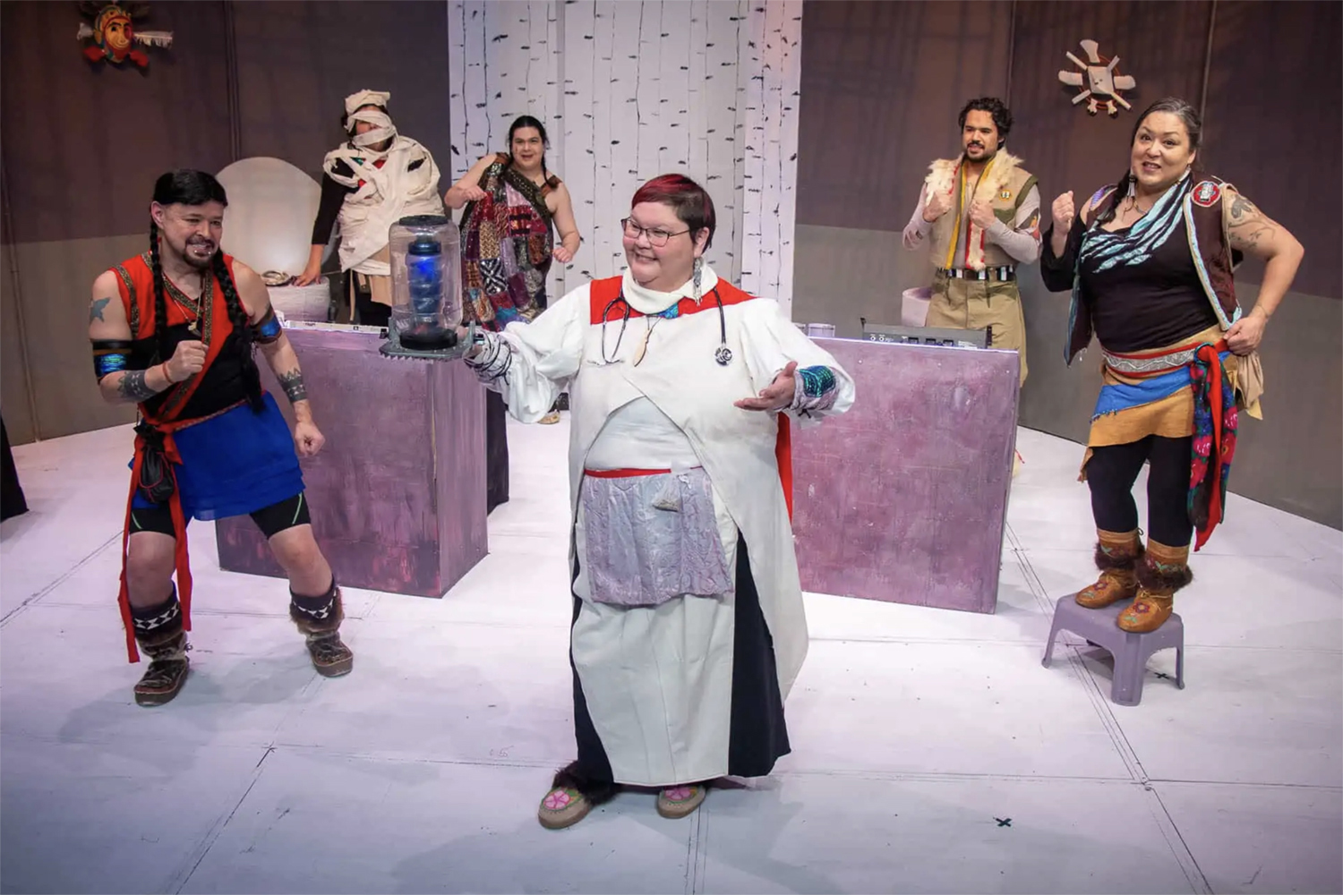 Featuring David Leslie, Debbie Mekiana, Donetta Tritt, Kyle Moore, Misty “Too Oozhrii” Nickoli, Sean Asikłuk Topkok. Written and Directed by Kavelina Torres. UAF Photo by the Department of Theatre & Film