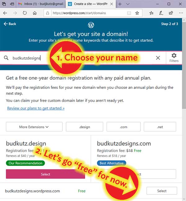 Name and choose free