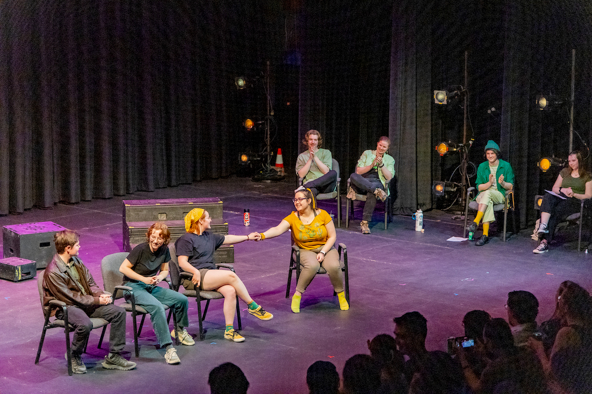 The UAF Ground Squirrel improv group hosts 'The Sprite Show' in the Salisbury Theater Stage, Thursday, April 25, 2024. (UAF photo by Leif Van Cise)