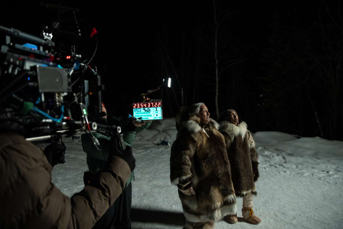 Behind the scenes at the filming of Shaaghan Neekwaii (Two Old Women) by Princess Dazaraii Johnson