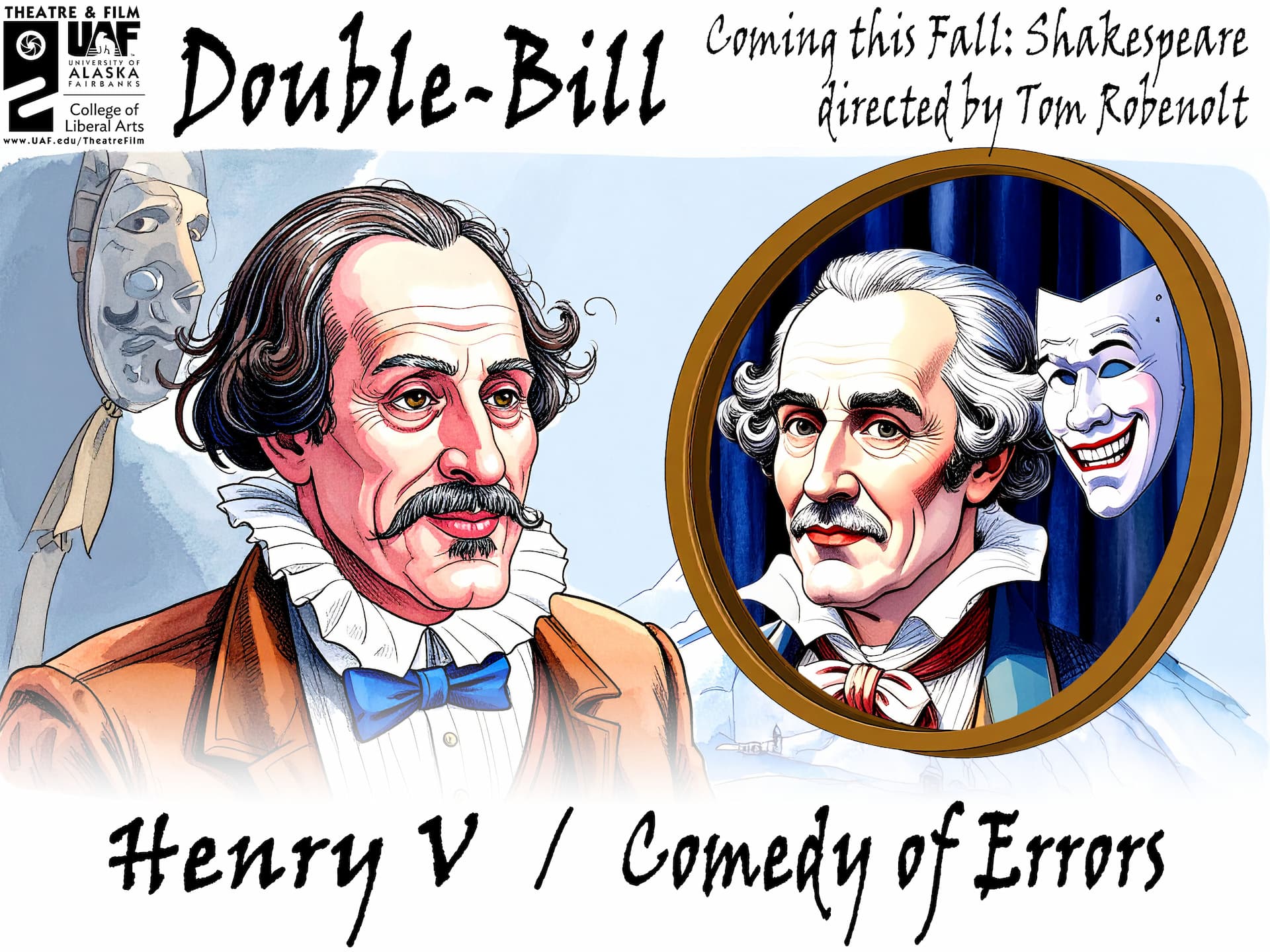 William Shakespeare looks into a mirror at his reflection, which shows an alternate version of himself. Graphic by Kade Mendelowitz