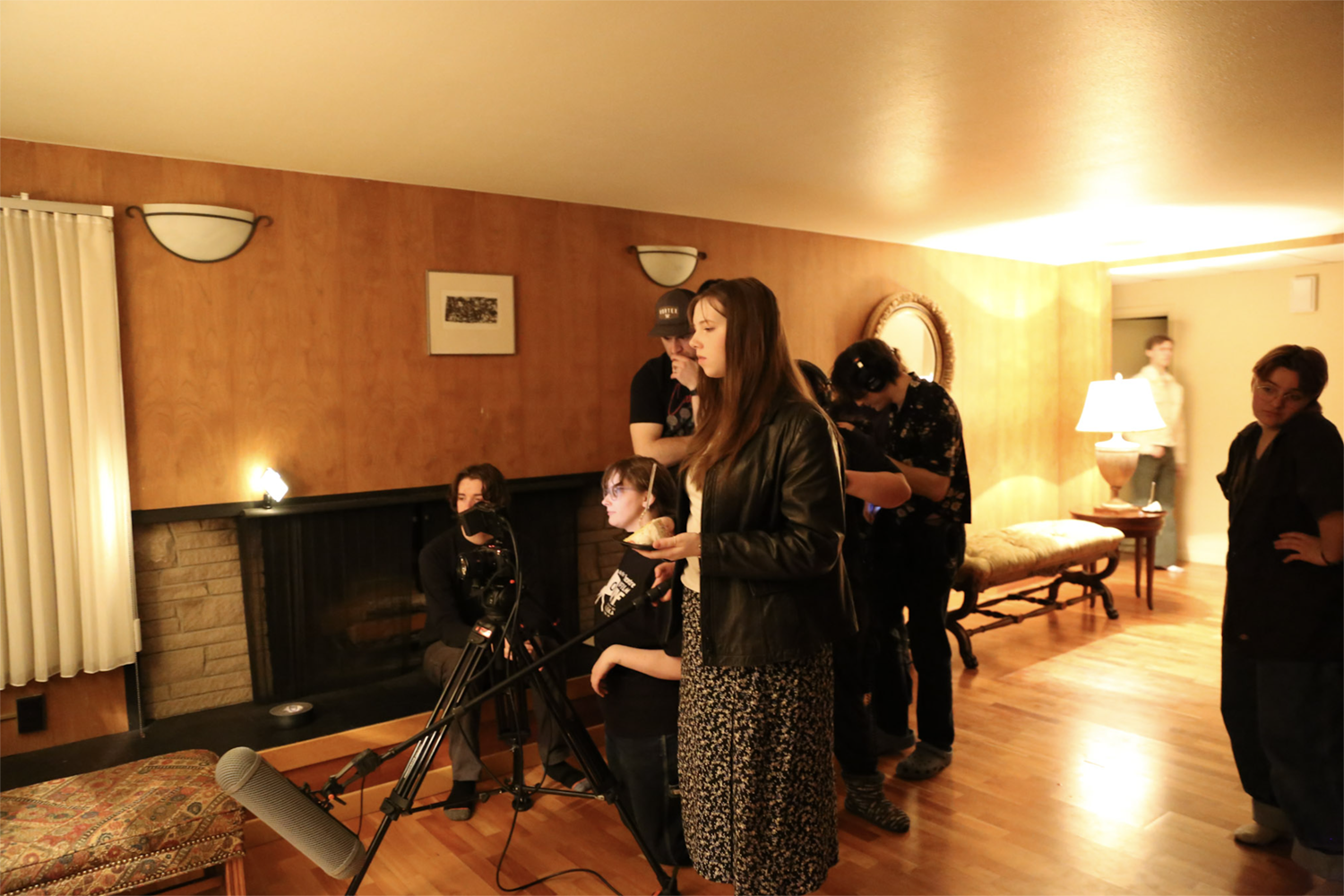 Strange Embrace Cast and crew of Strange Embrace prepare for shooting. UAF Photo by Maya Salganek