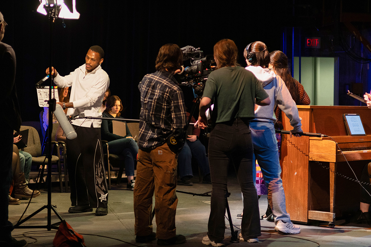 TAOS, Day 2, image 121 Crew on stage during the filming of The Anatomy of Sound. Photo credit: Eric Marshall