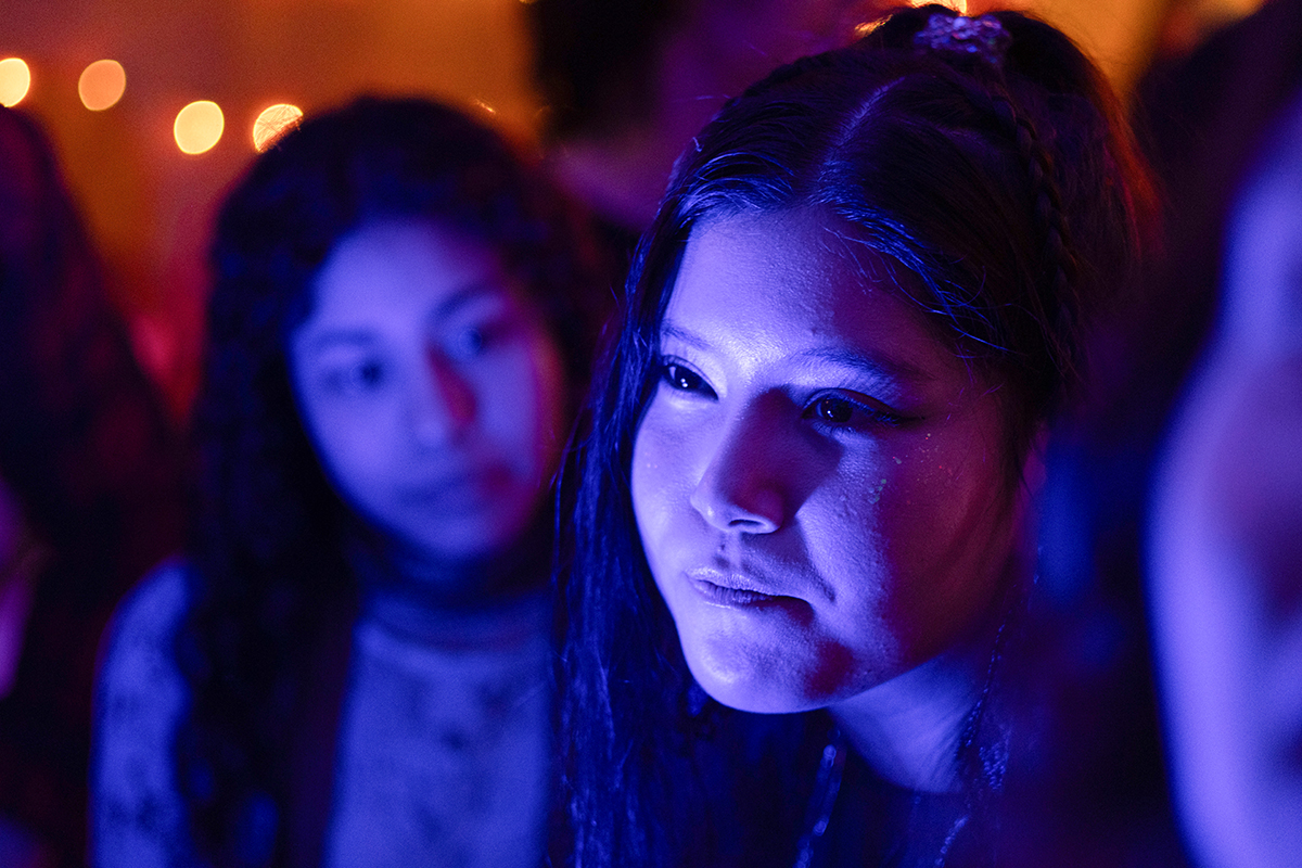TAOS, Day 6, image 120 Two actresses filming a party scene in The Anatomy of Sound. Photo credit: Eric Marshall